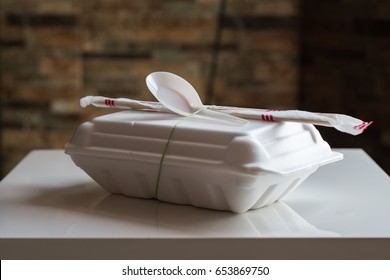 Styrofoam Box For Food On Table