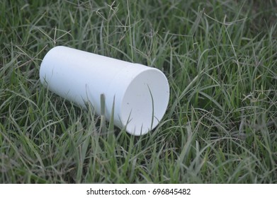 Styrofoam Cup In Grass