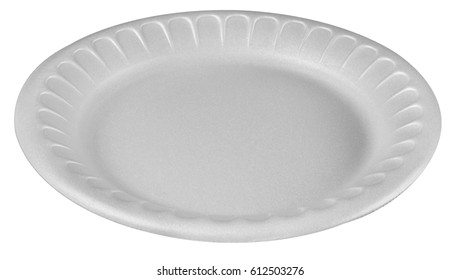 Styrofoam food tray, Plastic food tray, Disposable plastic plate isolated on white