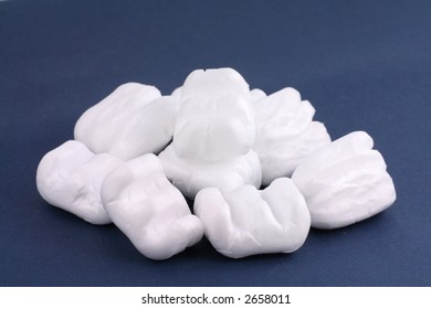 Styrofoam Packing Peanuts Close Up Shot