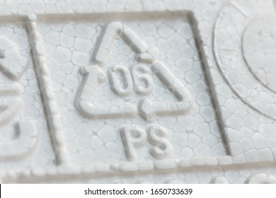 Styrofoam Recycling Symbol PS 06, Recycle Arrow Triangle, Six Type Logo, Resin Identification Code, Polystyrene. Ecology Emblem, Environment Protection