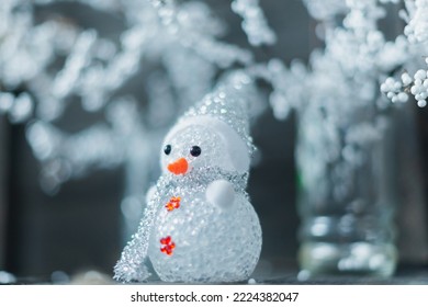 Styrofoam snowman. Christmas decoration with blurred background. - Powered by Shutterstock