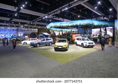 Subaru Booth At The 2021 LA Auto Show Media Day In Los Angeles, November, 18, 2021. 
