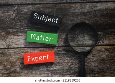 Subject Matter Expert Wording With Magnifying Glass. Business Concept