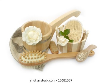 subjects of russian bath on a white background