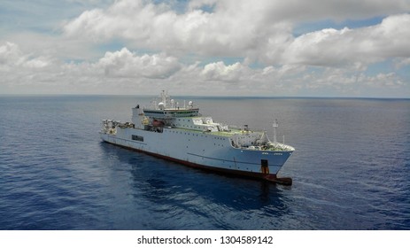 submarine cable ship in Gulf of Thailand for submarine cable repair operation
