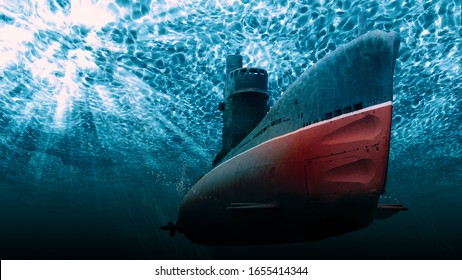 Submarine In The Deep Sea