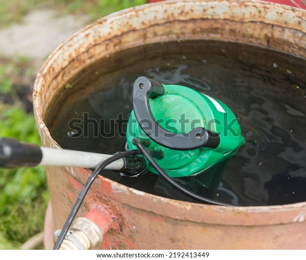 Submersible Pump Attached Hose Pumping Water Stock Photo 2192413449 ...