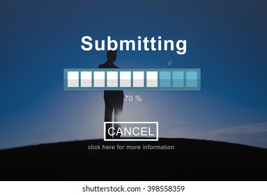 Submitting Send Transfering Hand on Data Technology Concept