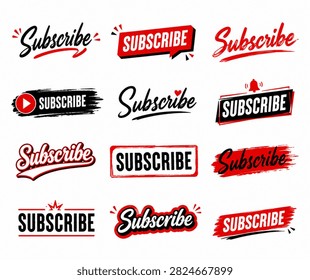 Subscribe Button Typography PNG Bundle