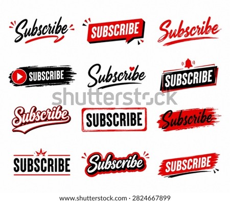 Subscribe Button Typography PNG Bundle