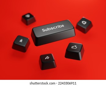 subscribe keyboard key. 3d render illustration - Shutterstock ID 2243306911