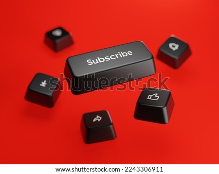 subscribe keyboard key. 3d render illustration