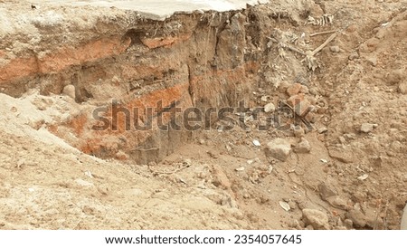 subsidence soil layer, basement construction site, subsidence danger zone