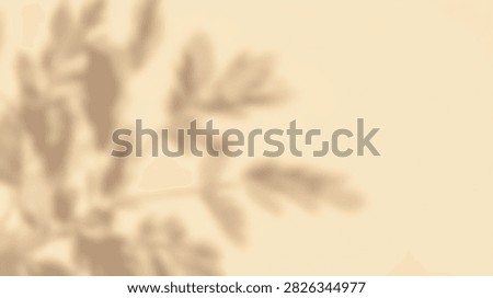 A subtle and soft shadow cast by a plant with delicate leaves onto a plain, light beige surface, creating a minimalist and natural aesthetic.
