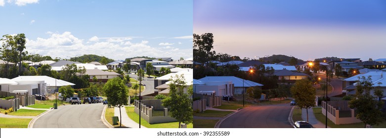 Suburban Australian Street Day And Night