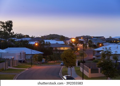 Suburban Australian Street At Night