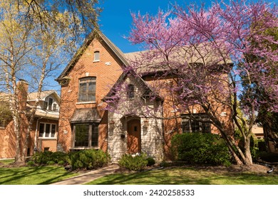 suburban design. residence architecture. Residential neighborhood subdivision. comfortable neighborhood. suburban house architecture. architecture concept. property in neighborhood. mortgage