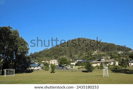 suburban development with Eucalypt forest on hillBahrs Scrub, Queensland, Australia                      March