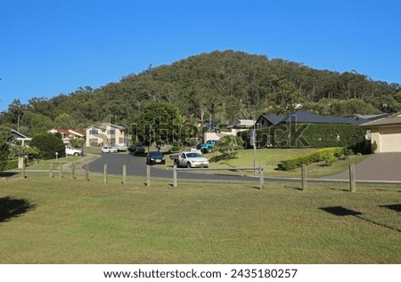 suburban development with Eucalypt forest on hillBahrs Scrub, Queensland, Australia                      March