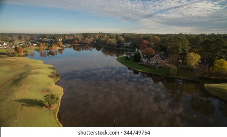 A Suburban Golf Course Lake In Cary, NC.