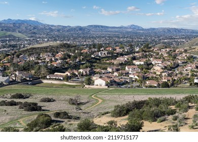 Suburban hiking trails leaving pleasant neighborhoods in Simi Valley, California.   - Shutterstock ID 2119715177