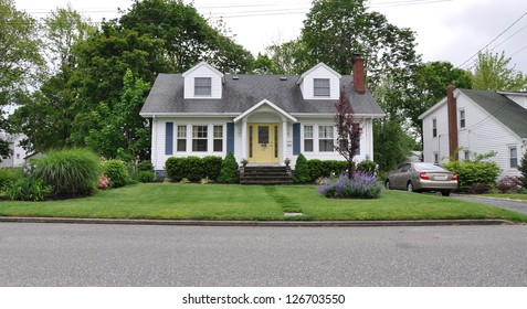 Suburban Home Landscaped Front Yard Lawn