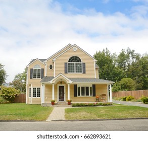 Suburban McMansion Home Blue Sky Clouds USA