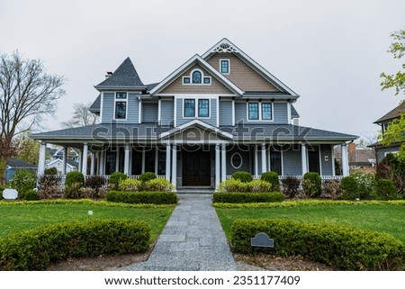 suburban neighborhood. mansion house in american neighborhood. Residential zone. suburban house property. residential or rental house in america. insure housing. Architecture dwelling home