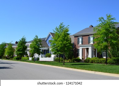 Suburban Neighborhood Of New England Style American Dream Homes