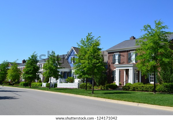 Suburban Neighborhood New England Style American Stock Photo (edit Now 