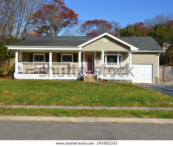 Suburban Ranch Style Home Porch Sunny Stock Photo Edit Now 245882263