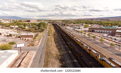 Suburban Train Yard Aerial View