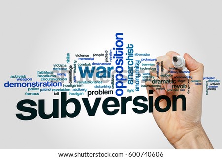 Subversion word cloud concept on grey background