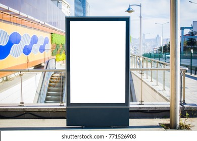 Subway Ad In Wall Street Station Blank Billboard Crowds Istanbul City