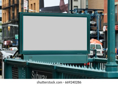 Subway entrance billboard. Clipping path included