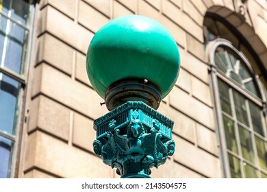 Subway Entrance Vintage Lamp In New York City, NY, USA