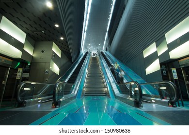 subway with escalators.
