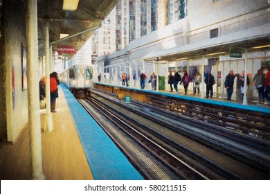 A subway platform in Chicago