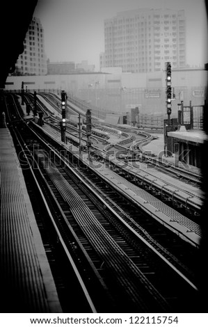 Subway Rails in Black and White