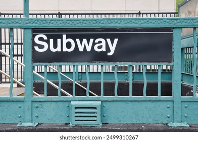 Subway sign in front of the stair of train station - Powered by Shutterstock