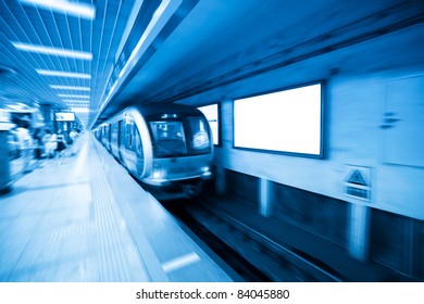 The Subway Station And Blank Billboard In Beijing,China