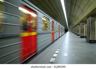subway train in motion