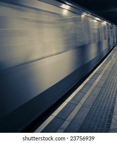 Subway Train Motion Blur Black White Stock Photo (Edit Now) 23756939