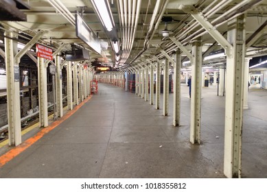 Subway train station interior.