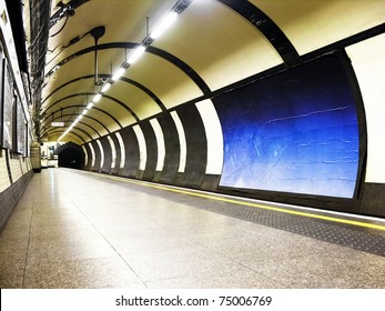 Subway Tube Underground Platform Station In London