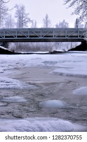 Sub-zero Temperatures Freeze Ship Creek Near Anchorage, Alaska.