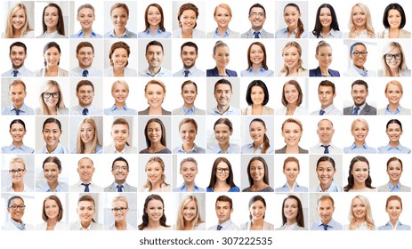 success concept - collage with many business people portraits