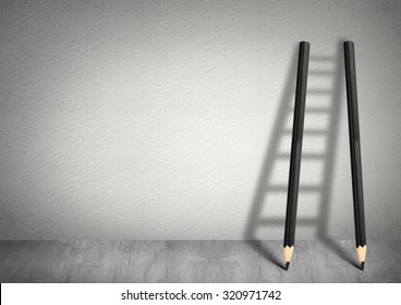 success creative concept, pencil Ladder with copy space - Shutterstock ID 320971742