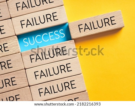 Success and failure alternative options. Reaching to success after many failures or learning from mistakes concept.